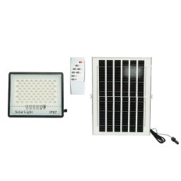 Proiector LED solar 100W, 6500K, IP67, cu telecomanda si panou 12W