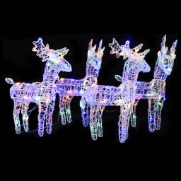 Set 4 reni de Craciun LED multicolor, 160 LED-uri, acril, exterior