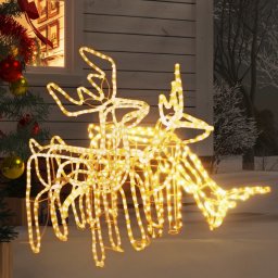 Set figurine reni de Craciun cu LED, 3 piese, alb cald, interior/exterior