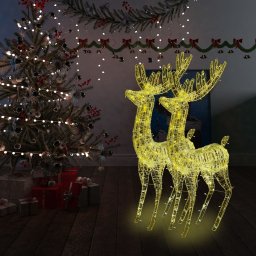 Ren de Craciun 250 LED-uri, 2 buc., alb cald, 180 cm, acril XXL GartenMobel Dekor