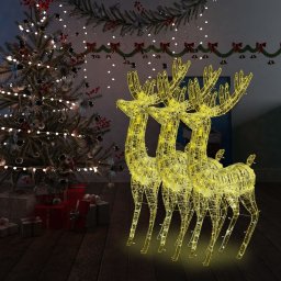 Ren de Craciun 250 LED-uri, 3 buc., alb cald, 180 cm, acril XXL GartenMobel Dekor