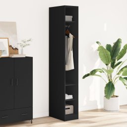Sifonier negru din lemn prelucrat, 30x50x200 cm, pentru dormitor