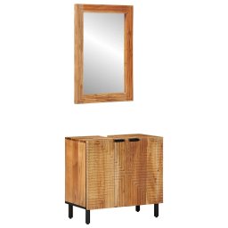 Set dulap baie 2 piese cu oglinda, finisaj natural, 62 x 33 x 58 cm