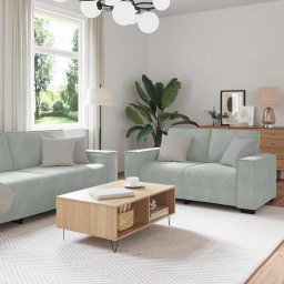 Set canapele 3 piese gri deschis din in pentru living, 6 locuri