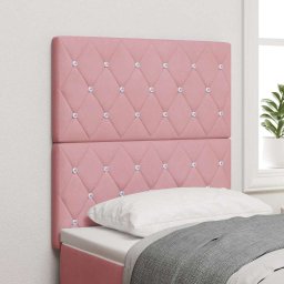 Tablie de pat roz 80 cm din catifea, reglabila, cu cadru din lemn