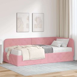 Cadru de pat coltar Roz 90 x 190 cm Catifea GartenMobel Dekor