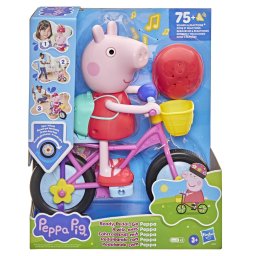 Papusa Peppa Pig cu bicicleta interactiva, sunete si accesorii
