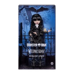Papusa Wednesday Monster High cu accesorii, articulata, Mattel