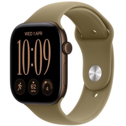 Ceas Smartwatch Apple Watch Series 12, GPS, 46mm Dark Bronze Aluminium Case, Olive Sport Band - M/L