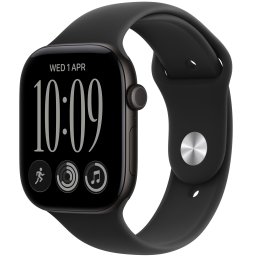 Ceas Smartwatch Apple Watch Series 12, GPS, 46mm Black Aluminium Case, Black Sport Band - M/L