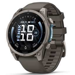 Ceas Smartwatch Garmin Fenix 9, 43 mm, AMOLED, GPS, Wi-Fi, Android/iOS, Titanium, Pebble Gray Silicone Band