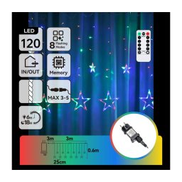 Aigostar - Șirag LED de Crăciun pentru exterior 120xLED/8 funcții 6x0,6m IP44 multicolor + telecomandă