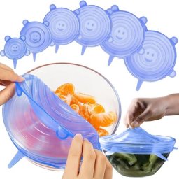 Set 6 capace din silicon elastice pentru boluri si recipiente
