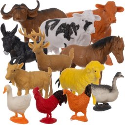 Set 12 figurine animale de ferma Kruzzel, jucarie educativa din PVC