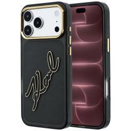 Husa Husa pentru iPhone 18 Pro Max / iPhone 17 Pro Max - Karl Lagerfeld IML Big Signature Resin Logo Metal Frame (KLHCP18X6HCKSRK) - Black