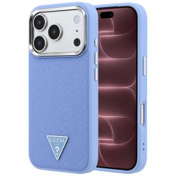 Husa Husa pentru iPhone 18 Pro Max / iPhone 17 Pro Max - Guess Grained Triangle Logo MagSafe (GUHMP18XPGSMTLSB) - Light Blue
