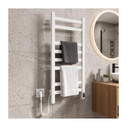 Încălzitor electric pentru prosoape AVANGARD cu termostat, 105 W, 80 x 36 cm, alb, montare pe stânga