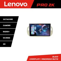 Navigatie Android Fiat 500 2007-2015 QLED 2K, 12GB RAM, 256GB, 360