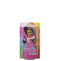 Papusa Barbie Chelsea cu rochita roz cu buline, pentru copii 3+