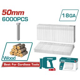 Cuie pentru lemn TOTAL 50 mm GA18, 6000 buc, pentru pistol pneumatic