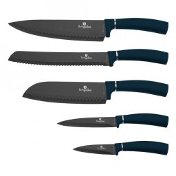 Set de cutite BerlingerHaus BH/2537A cu agatat magnetic, acvamarin, 6 bucati, Metallic Line Aquamarine Edition