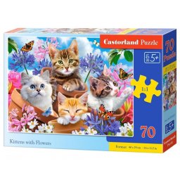 Puzzle 70 piese Kittens with Flowers Castorland