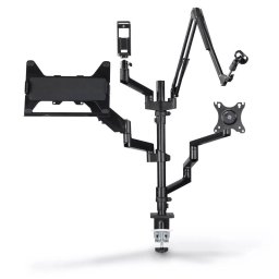 Suport multifunctional Hama 4663, are configurare in flux, 4 brate, reglare pe inaltime, pivotare, 13"-32", 8 kg, Negru