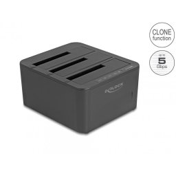 Docking station 3 x SATA HDD/SSD cu 1:2 cu functie de Clona, Delock 64332