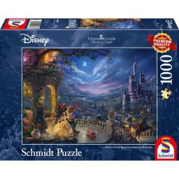 Puzzle Schmidt: Thomas Kinkade - Disney - Frumoasa si Bestia, dansand la lumina lunii, 1000 piese