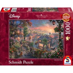 Puzzle Schmidt: Thomas Kinkade - Disney - Doamna si Vagabondul, 1000 piese