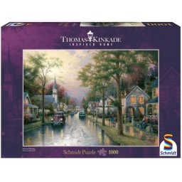 Puzzle Schmidt: Thomas Kinkade - Dimineaa intr-un orasel, 1000 piese