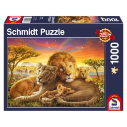 Puzzle Scmidt: Familie de lei care se imbratiseaza, 1000 piese
