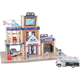 Set constructie puzzle 3D - Statie de politie Fiesta Crafts FCT-3058, Varsta 6+ ani, Multicolor