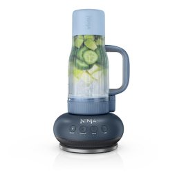 Blender portabil Ninja BlendBoss DB351, 1100 W, 710 ml, 3 programe Auto IQ, recipient tip tumbler cu capac si pai, albastru