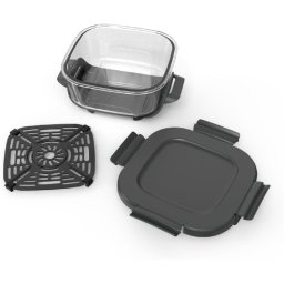 Recipient din sticla termorezistenta Ninja Crispi, 1.4L, cu capac etans cu sistem de inchidere Snap-Lock si o placa de tip crisper inclusa, compatibil cu seria FN101