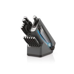 Set premium de cutite cu suport si ascutitor Ninja Foodi StaySharp Knife Block, 14 piese, Negru