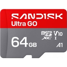 Card memorie SanDisk Ultra GO 64GB microSDXC UHS-I U1 V10 A1, 140 MB/s, Rosu-Gri