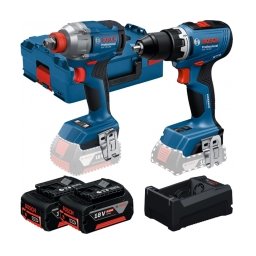 Bosch - GDX 18V-285 + GSR 18V-65 - Masina de insurubat cu impact, 285 Nm, M8-M18 + Masina de gaurit si insurubat, 63 Nm + Set 2 acumulatori si incarcator, Li-Ion, 18 V, 5 Ah + valiza speciala