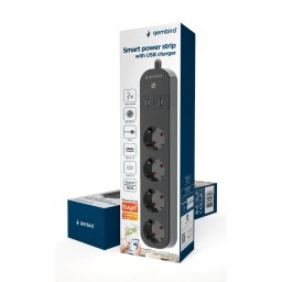 Gembird Prelungitor Inteligent cu Incarcator USB 4 Prize – Negru