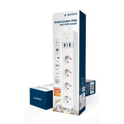 Gembird Prelungitor Inteligent cu Incarcator USB 4 Prize – Alb