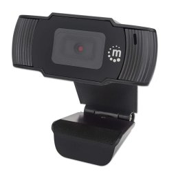 Camera web Manhattan USB Webcam, Two Megapixels (Clearance Pricing), 1080p Full HD, USB-A, Integrated Microphone, Adjustable Clip Base, 30 frame per second, Black, Three Year Warranty, Box