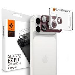 Folie Camera pentru iPhone 18 Pro - Spigen Optik.tR EZ Fit Pro XL Camera Glass (AGL12036) - Dark Cherry