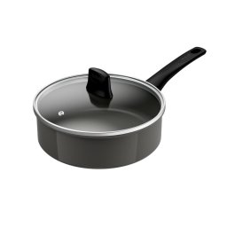 Cratita Tefal Renewal Ceramic G0173202, 24 cm, capac din sticla, invelis ceramic antiaderent Inoceram, Thermo-Signal™, inductie, gri