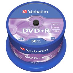 Mediu optic Verbatim DVD+R 4.7GB 16x spindle argintiu mat 50 bucati