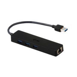 Hub Extern I-TEC U3GL3SLIM USB 3.0 Metal Port cu Adaptor Gigabit Ethernet Negru