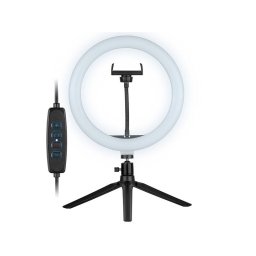 Inel LED Foto-Video Tracer TRAOSW46747 Diametru 26CM cu Mini Trepied 9CM Alb/Negru
