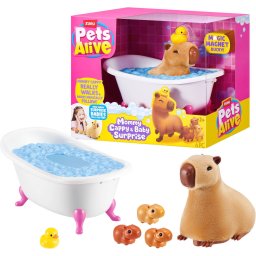 Jucarie Interactiva Zuru Robotizata Pets Alive Mommy Capybara and Baby Surprise cu Sunete Miscare si Pui Surpriza 2Ani+ Multicolor