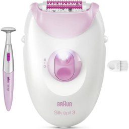 Epilator Braun Silk-Ã©pil 3 3-202 MicroGrip Smart Light 20 Pensete 2 Viteze Trimmer Roz