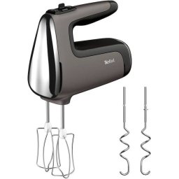 Mixer de Mana Tefal Powermix Silence HT660EE0 Functie Turbo Maner Ergonomic 2 Teluri 2 Carlige pentru Aluat 850W Gri/Negru