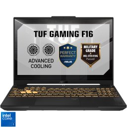Laptop ASUS Gaming TUF F16 FX607VJRÂ Intel Core 7 230H 5.2GHz 16inch Full HD+ 144Hz IPS 16GB DDR5 RAM 512GB SSD NVIDIA GeForce RTX 3050 6GB GDDR6 No OS Mecha Gray